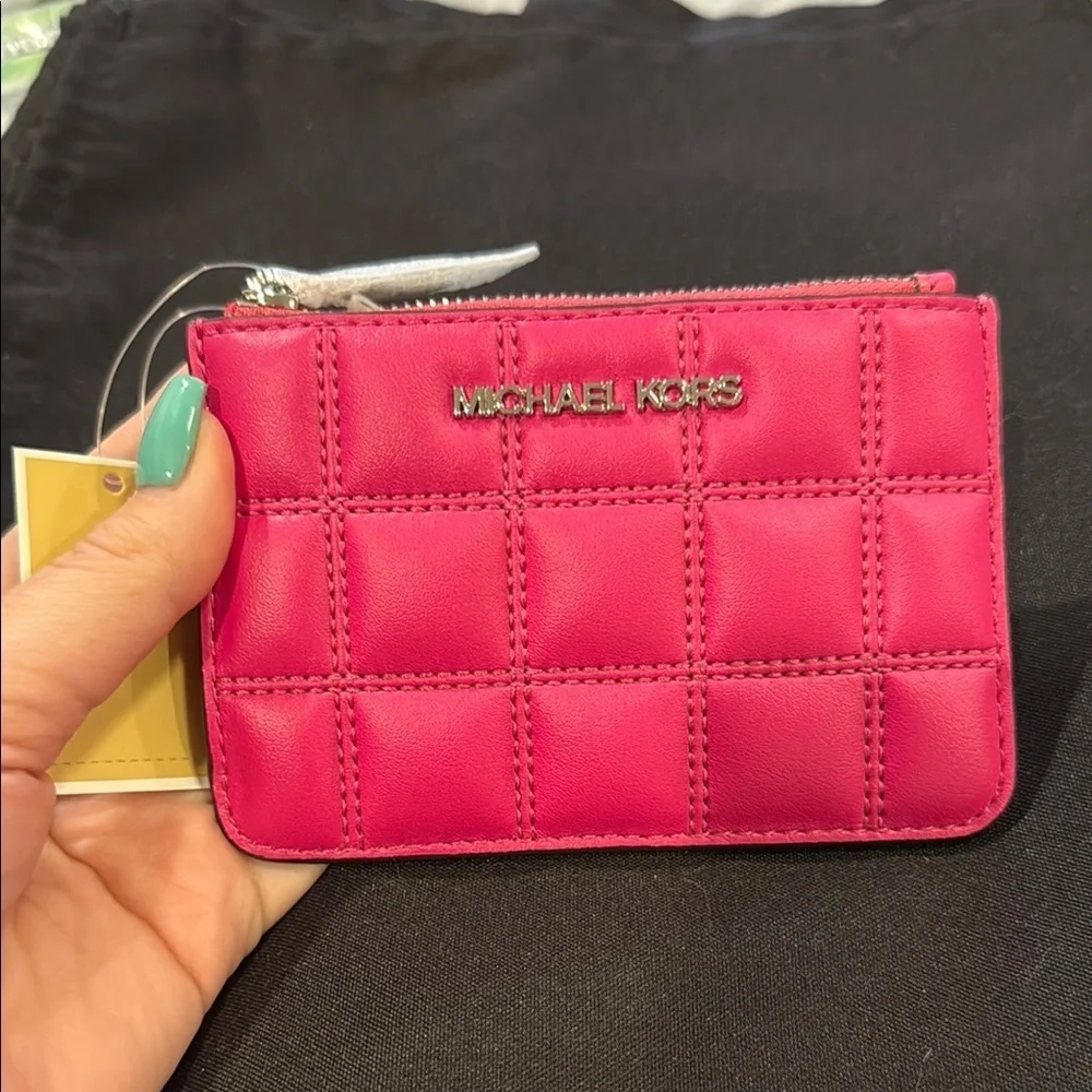 Michael Kors Pink (dragonfruit) Quilted wallet/cardholder coinpouch